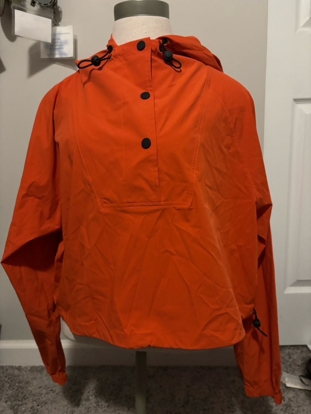 Mono B Orange Hooded Bomber Pullover Jacket